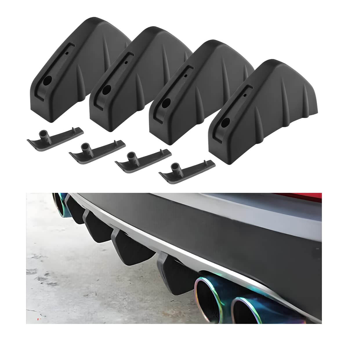 Car Rear Bumper Lower Lip Spoiler Diffuser for MG (4Pcs)