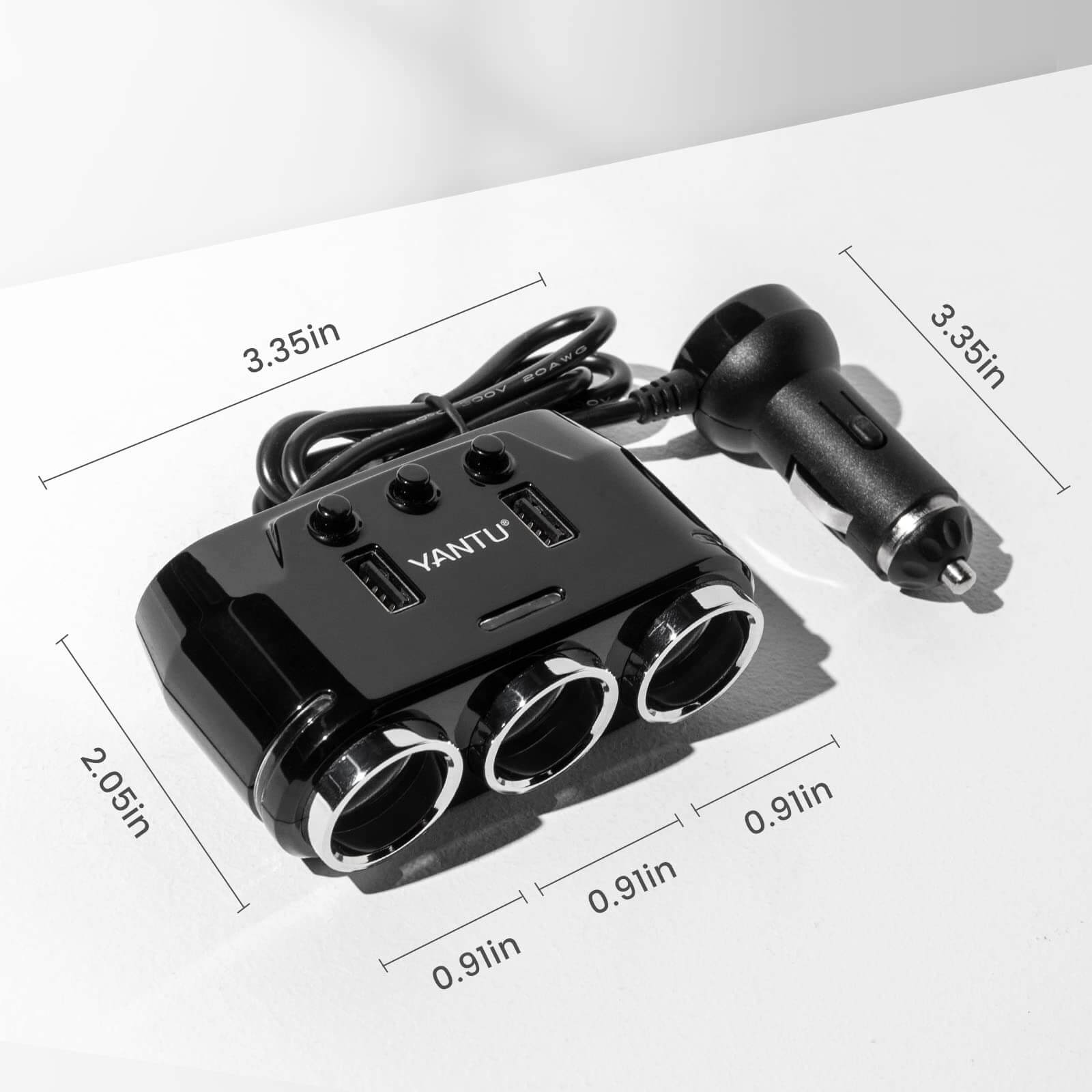 150W Multi-Socket Car Power Adapter with Cigarette Lighter Plug