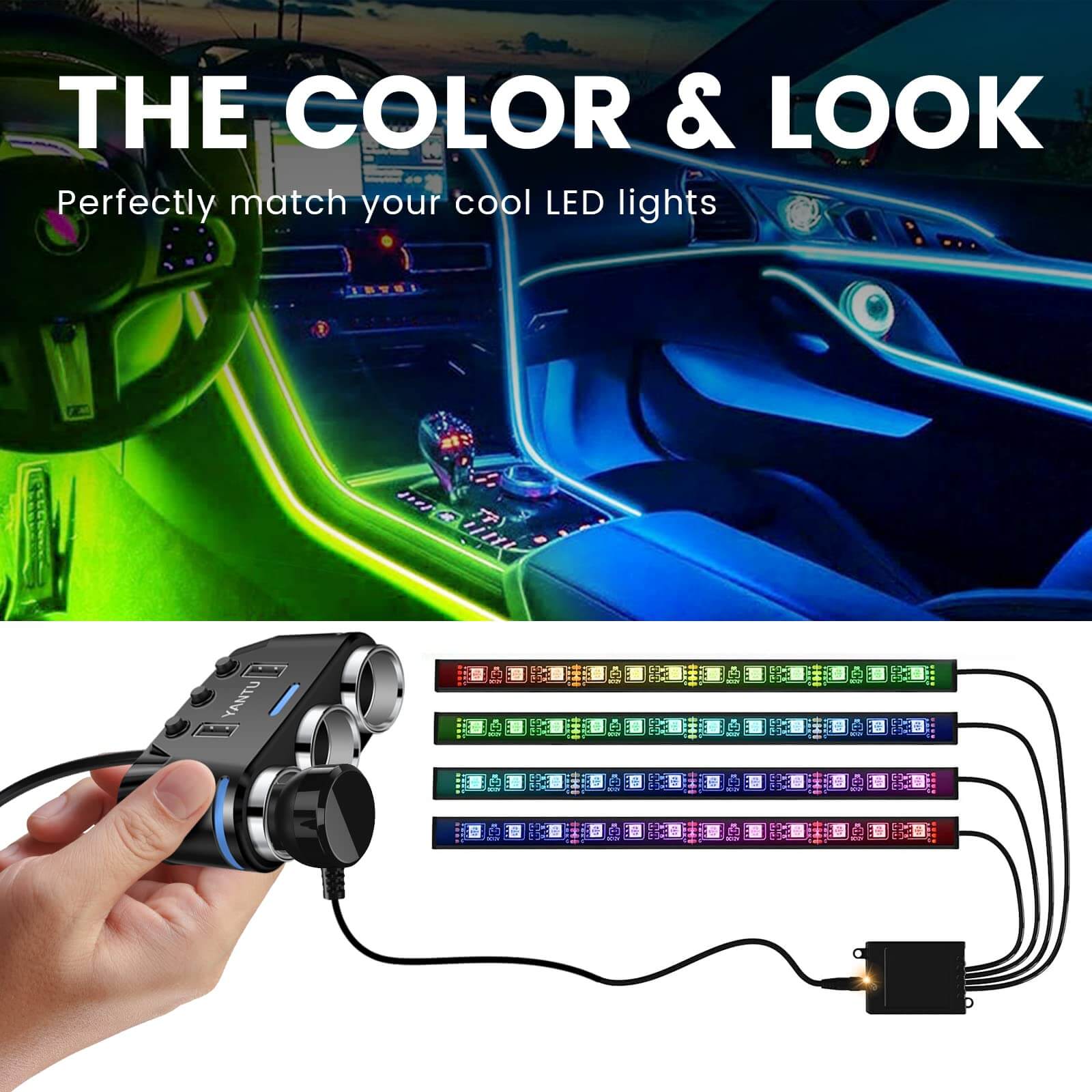 150W Multi-Socket Car Power Adapter with Cigarette Lighter Plug