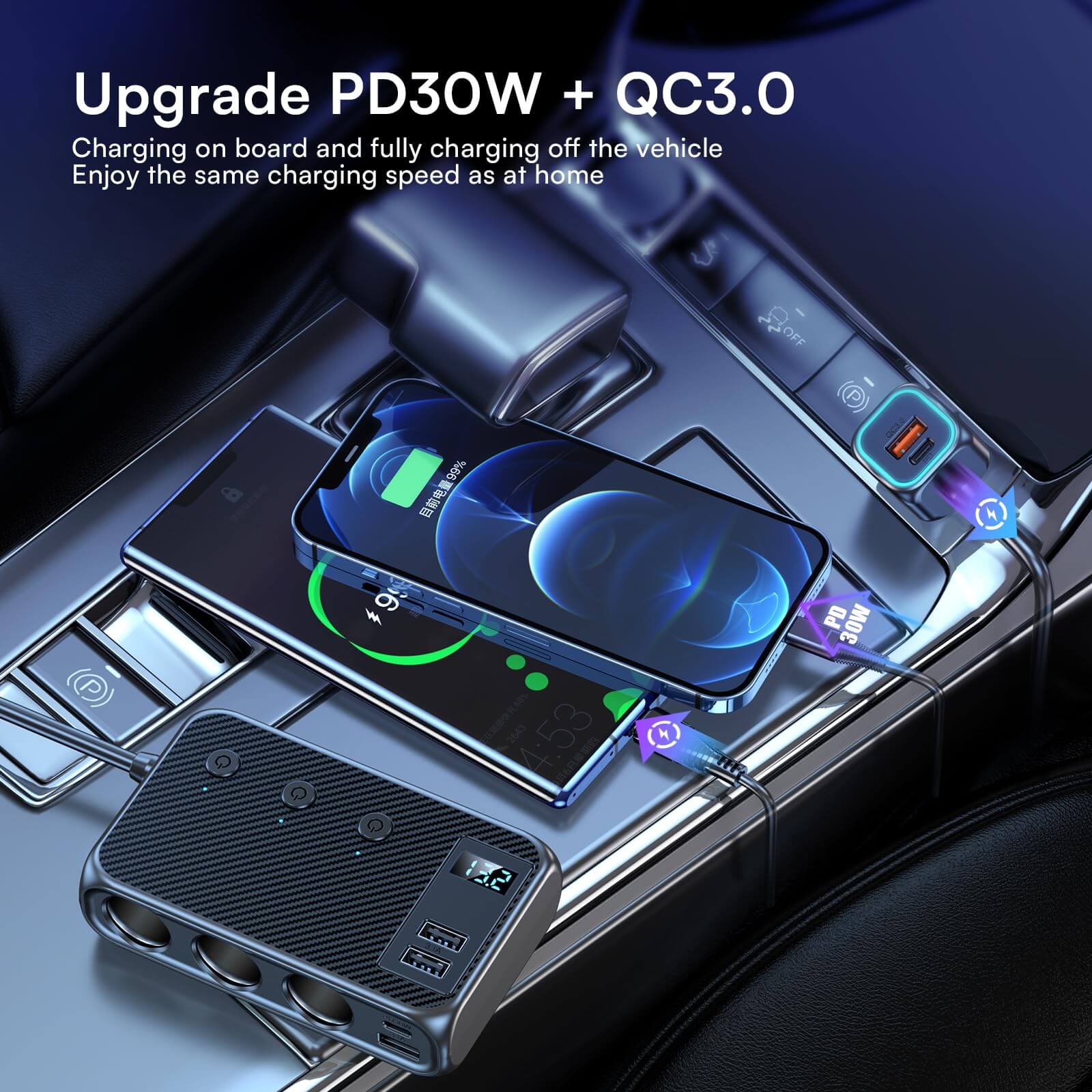 9-in-1 Car Cigarette Lighter Multi-Port Splitter for MG