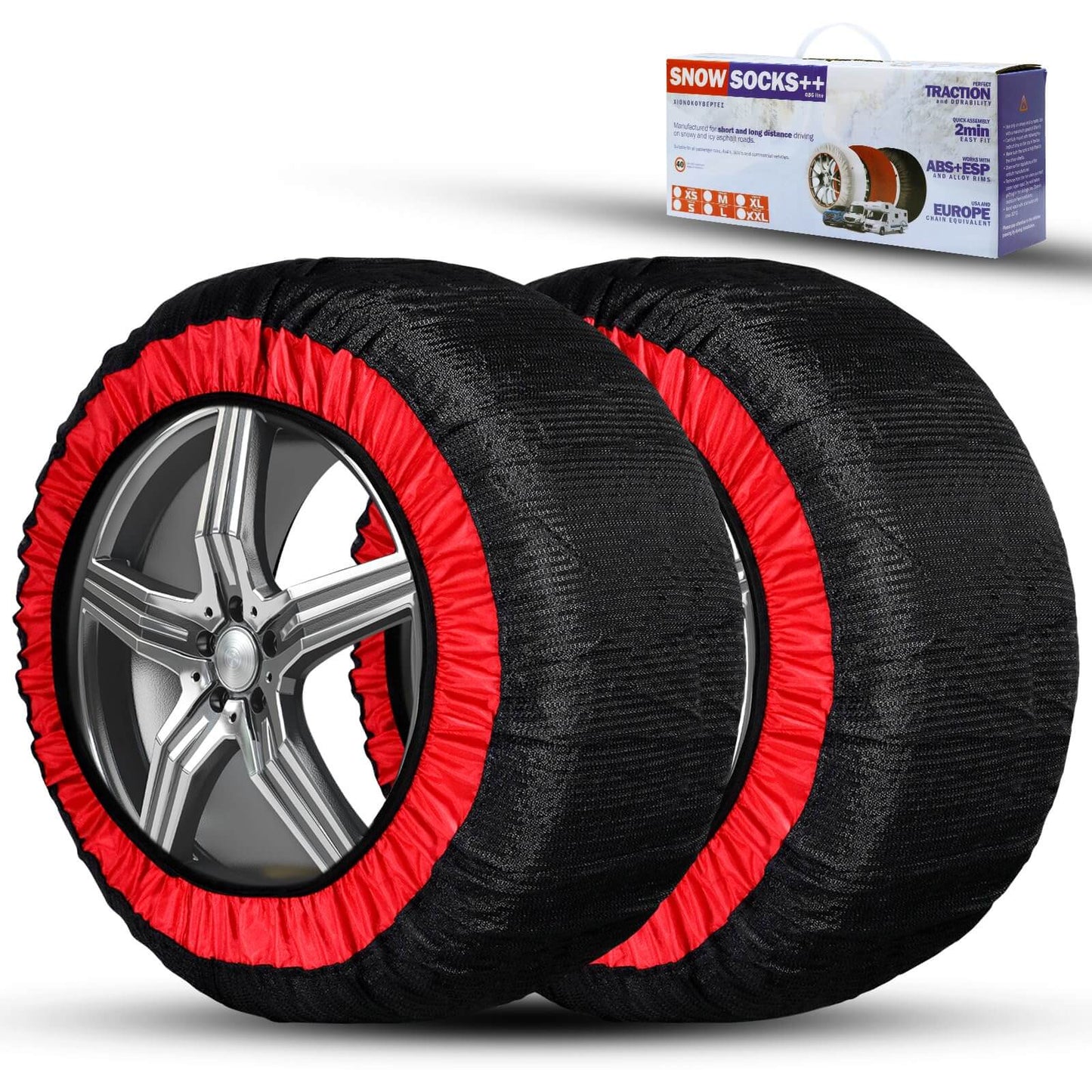 Car Fabric Skid Chain Cover for Multi-Size(2PcSet)