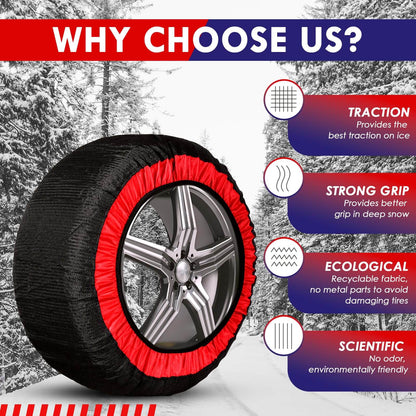 Car Fabric Skid Chain Cover for Multi-Size(2PcSet)